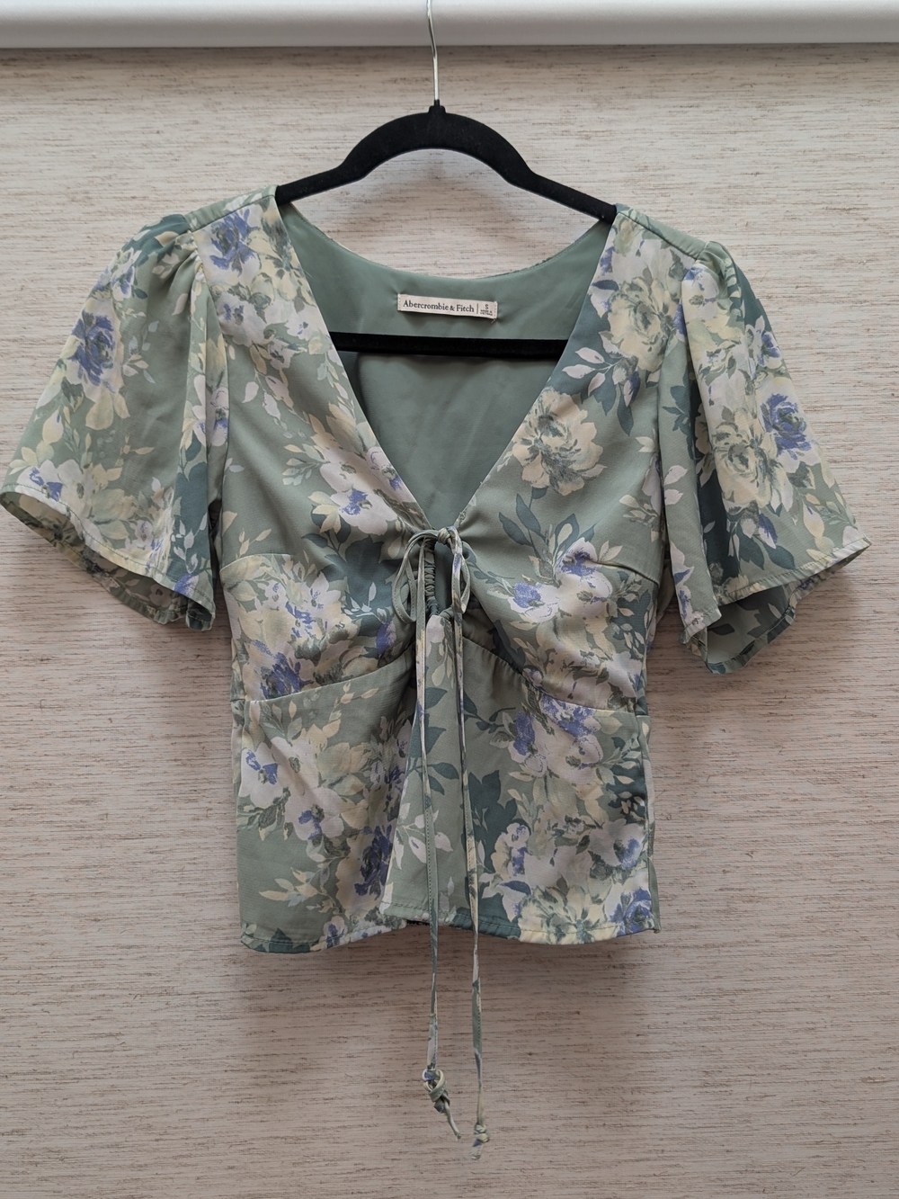 Abercrombie & Fitch Sage Floral Tie-Front Blouse